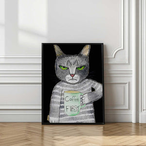 Tablou înramat „Coffee Cat” de Sharyn Bursic