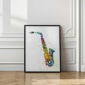 Tablou înramat „Saxophone Abstract Watercolor” de Michael Tompsett