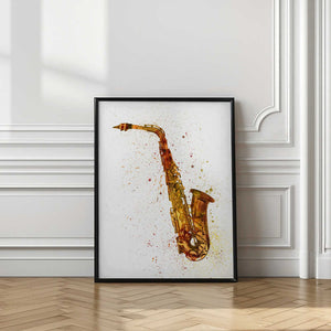 Tablou înramat „Saxophone Abstract Watercolor” de Michael Tompsett