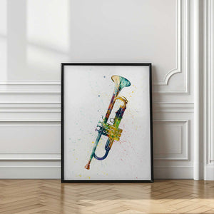 Tablou înramat „Trumpet Abstract Watercolor” de Michael Tompsett