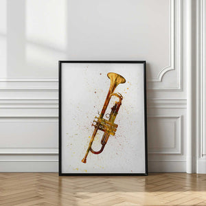 Tablou înramat „Trumpet Abstract Watercolor” de Michael Tompsett