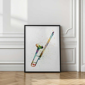 Tablou înramat „Trombone Abstract Watercolor” de Michael Tompsett