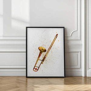 Tablou înramat „Trombone Abstract Watercolor” de Michael Tompsett