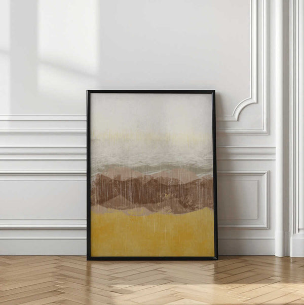 Tablou înramat „Coastal landscape with beach and sea in earth tones” de Imaginative