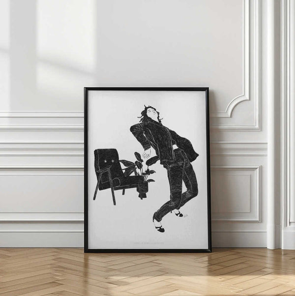 Tablou înramat „Jlr Dancingathome6 Blackandwhite Copy” de Jenny Liz Rome