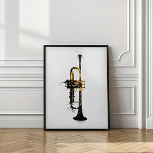 Tablou înramat „Black and Gold Music Art Trumpet” de Justyna Jaszke