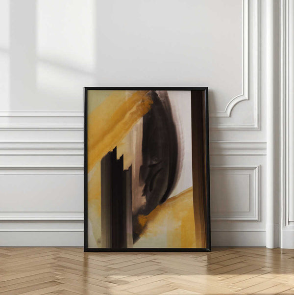 Tablou înramat „Dynamic Brushstrokes In Earthy Tones Of Black” de Little Dean