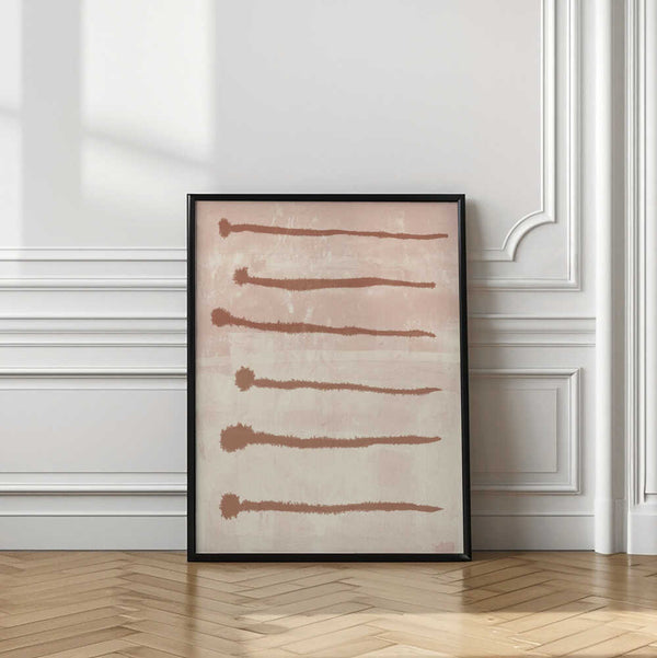 Tablou înramat „Terracotta Ink Strokes on Soft Pink and White” de Dina Dankers