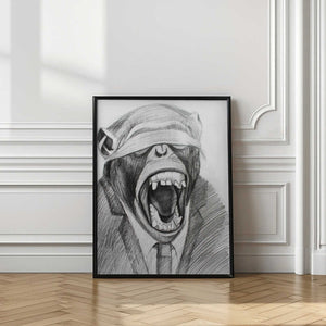 Tablou înramat „Monkey In A Suited Attire With A Blindfold” de Violeta Vollmer