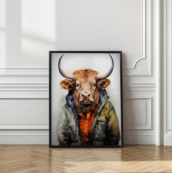 Tablou înramat „Buffalo Watercolor Animal Art (1)” de Justyna Jaszke