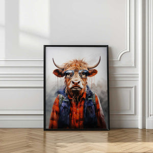 Tablou înramat „Buffalo Watercolor Animal Art (4)” de Justyna Jaszke