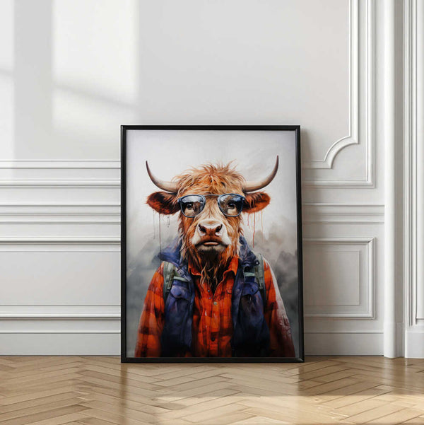 Tablou înramat „Buffalo Watercolor Animal Art (4)” de Justyna Jaszke