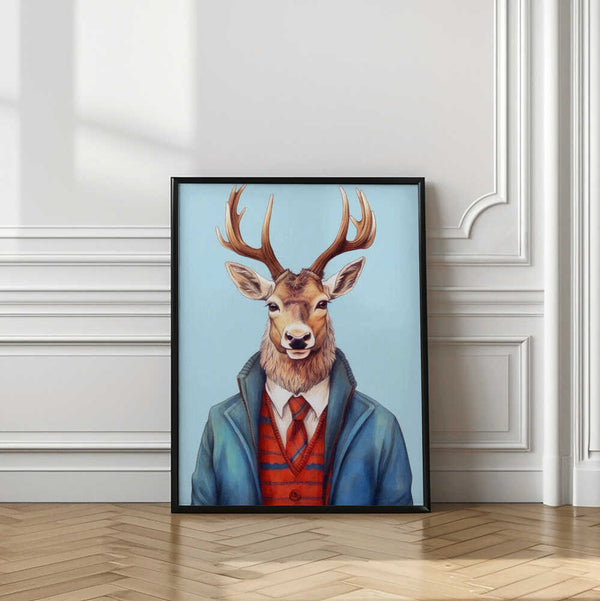 Tablou înramat „Caribou Watercolor Animal Art” de Justyna Jaszke