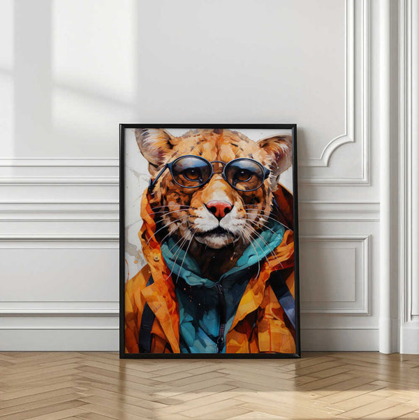 Tablou înramat „Cheetah Watercolor Animal Art” de Justyna Jaszke