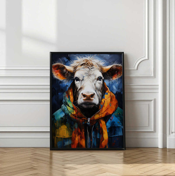 Tablou înramat „Cow Watercolor Animal Art” de Justyna Jaszke