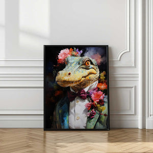 Tablou înramat „Crocodile Watercolor Animal Art” de Justyna Jaszke