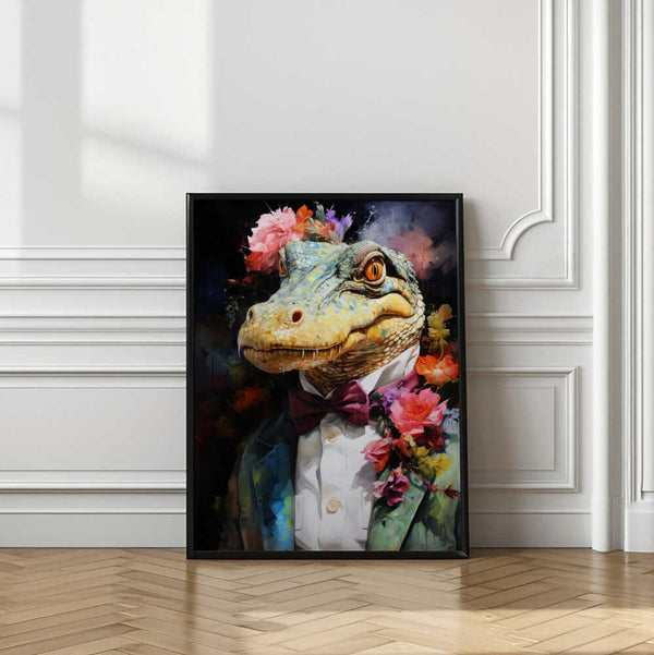 Tablou înramat „Crocodile Watercolor Animal Art” de Justyna Jaszke