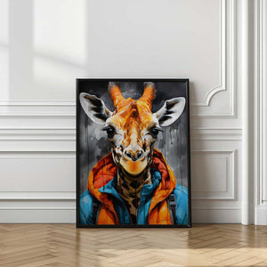 Tablou înramat „Giraffe Watercolor Animal Art (2)” de Justyna Jaszke