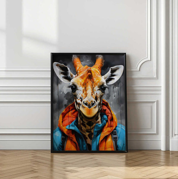 Tablou înramat „Giraffe Watercolor Animal Art (2)” de Justyna Jaszke