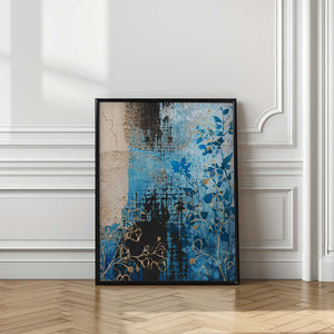 Tablou înramat „Denim Floral 2” de Sally Ann Moss