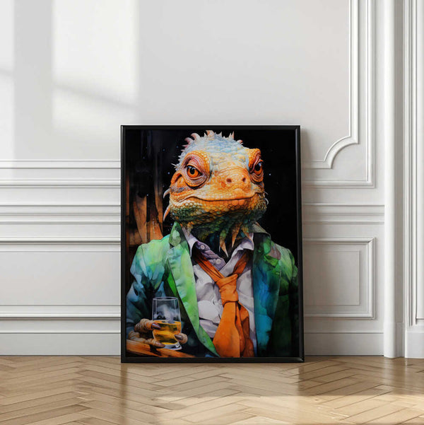 Tablou înramat „Chameleon Watercolor Animal Art” de Justyna Jaszke