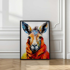 Tablou înramat „Donkey Watercolor Animal Art” de Justyna Jaszke