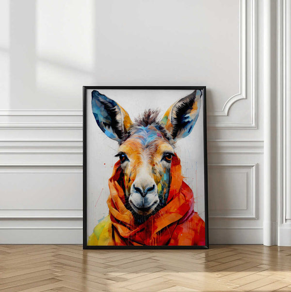 Tablou înramat „Donkey Watercolor Animal Art” de Justyna Jaszke