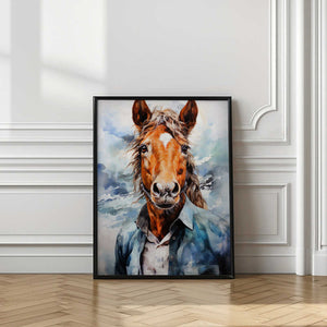 Tablou înramat „Horse Watercolor Animal Art” de Justyna Jaszke