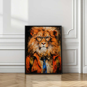 Tablou înramat „Lion Watercolor Animal Art” de Justyna Jaszke