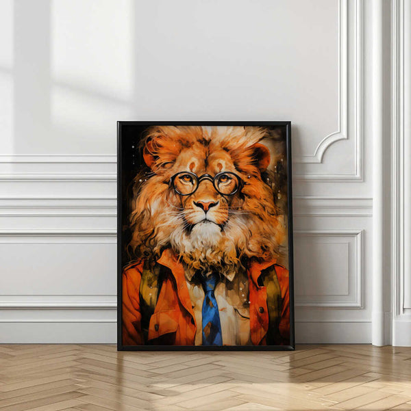 Tablou înramat „Lion Watercolor Animal Art” de Justyna Jaszke