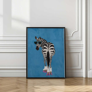 Tablou înramat „Rollerskating Zebra blue” de Sarah Manovski