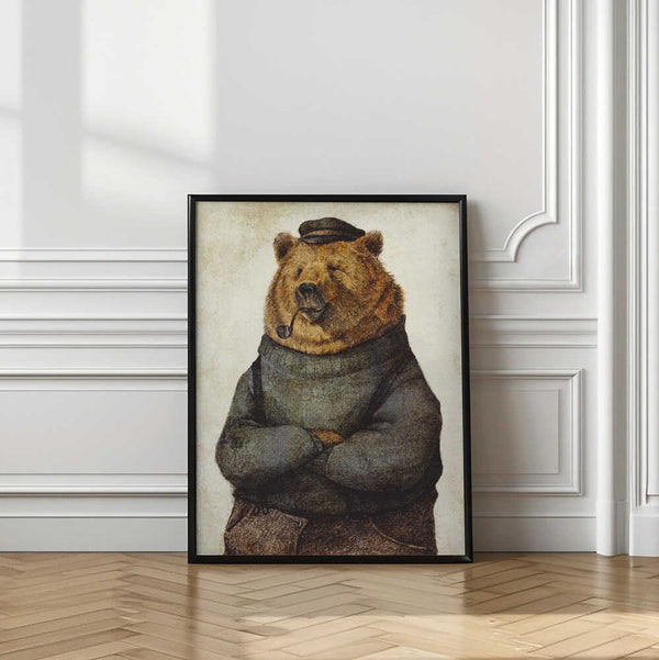 Tablou înramat „Bear Dressed In A Sweater And Cap” de Mike Koubou