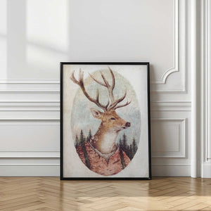 Tablou înramat „Deer In A Rustic Outfit” de Mike Koubou