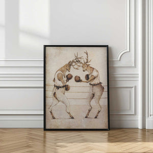 Tablou înramat „Deer Fight Vintage Style” de Mike Koubou