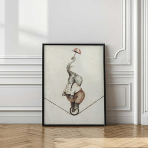 Tablou înramat „ Unicycle While Holding An Umbrella” de Mike Koubou