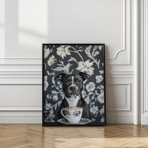 Tablou înramat „The Latte Loving Staffy” de SHANDU