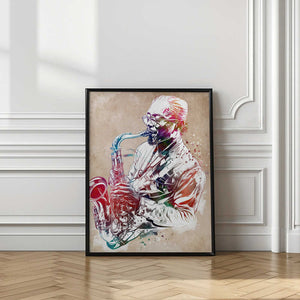 Tablou înramat „Saxophone music art” de Justyna Jaszke