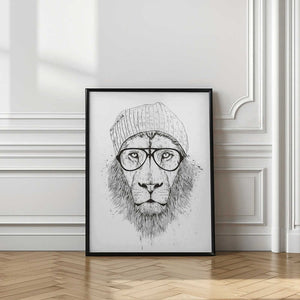 Tablou înramat „Cool Lion Bw” de Balazs Solti
