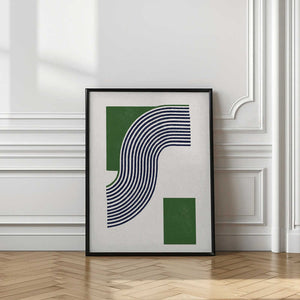 Tablou înramat „Moden Green Line Objects No.11” de THE MIUUS STUDIO