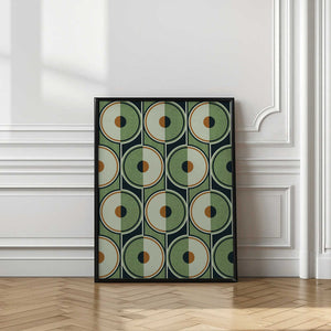 Tablou înramat „Retro Circles Green” de Alexandra Weise