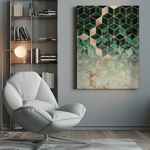 Tablou canvas „Leaves And Cubes” de Elisabeth Fredriksson