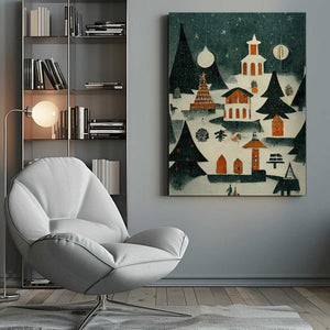 Tablou canvas „Winter Village Glow” de Treechild