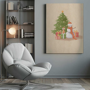 Tablou canvas „Snowman And Cat” de Xuan Thai
