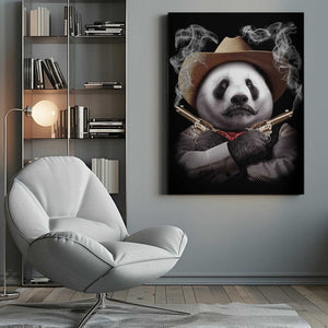 Tablou canvas „panda crossgun” de Adam Lawless