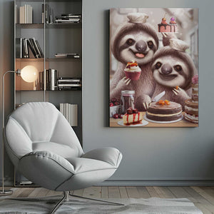 Tablou canvas „SLOTH BAKING CAKES” de Adam Lawless