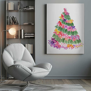 Tablou canvas „Floral watercolor Christmas tree” de Rosana Laiz Blursbyai