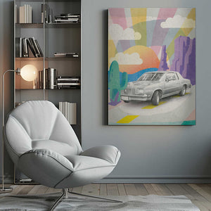 Tablou canvas „Vintage Car in the Desert” de Aylin Demir
