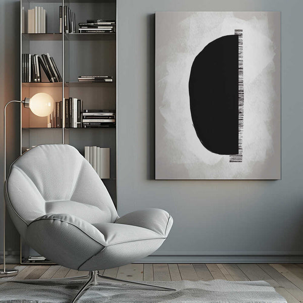Tablou canvas „Black Shape Against A Textured White Background” de uplusmestudio
