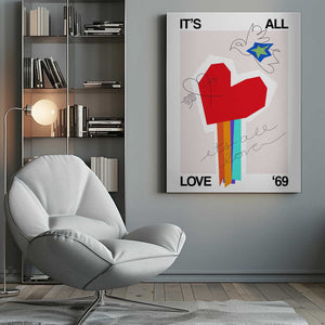 Tablou canvas „It's All Love '69 Heart Greige” de Frances Collett