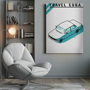 Tablou canvas „Travel Cuba Blue Car” de jay stanley